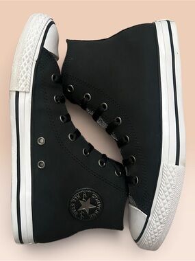 Converse Chuck Taylor Graphite Glitter Leather High Top Sneakers Youth Size 5